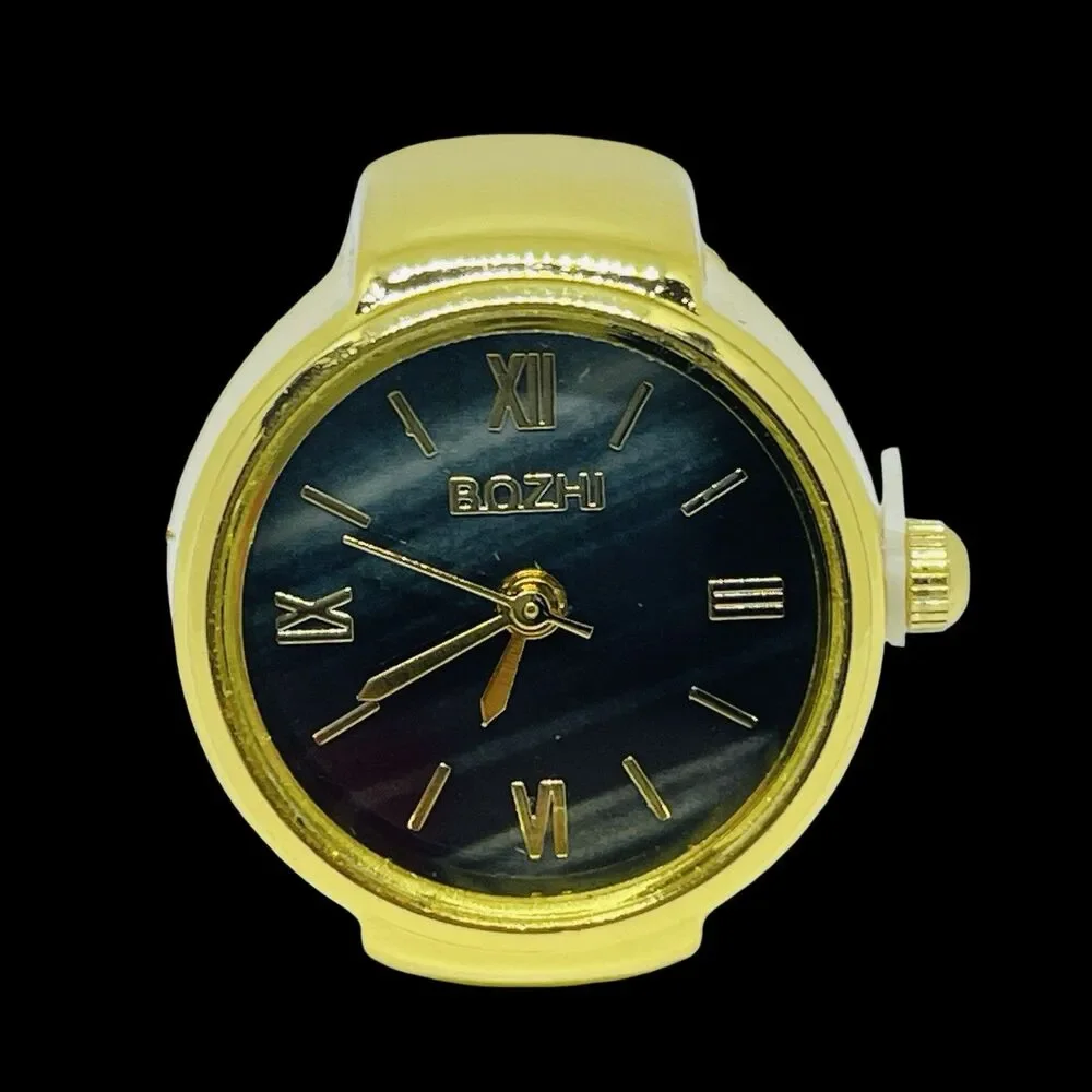 BOZHI Ring Watch Gold Design With Crystals New